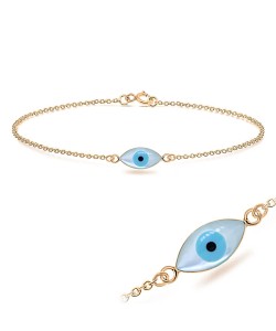 Rose Gold Plated Huge Evil Eye Silver Bracelet BRS-206-RO-GP